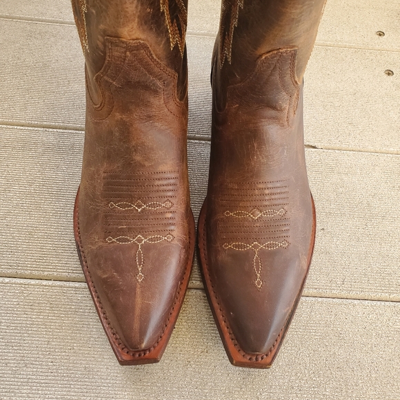 Macie Bean Brown Leather Snip Toe Western Women's Boots Size 6 M - Picture 5 of 16